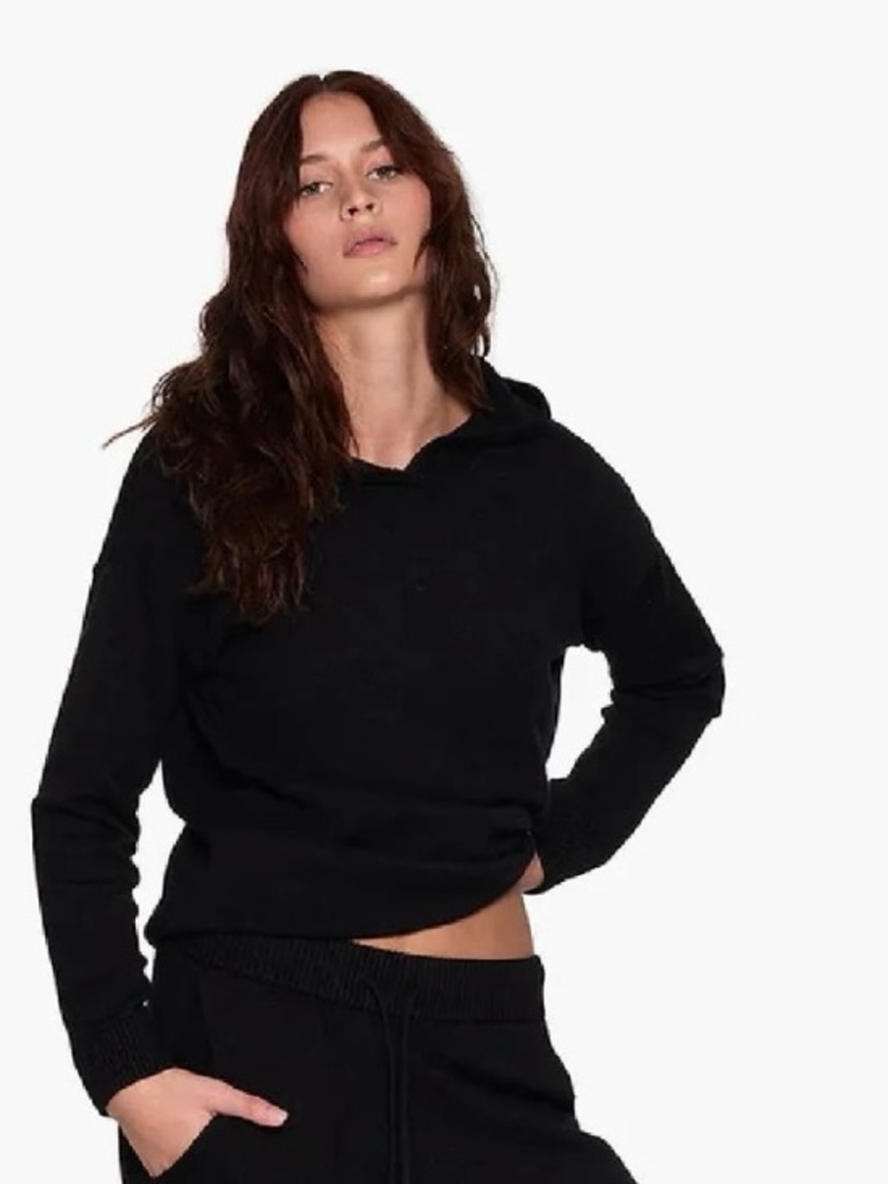 Lazypants Sunday Hoodie Sweater Knit Black NWOT
